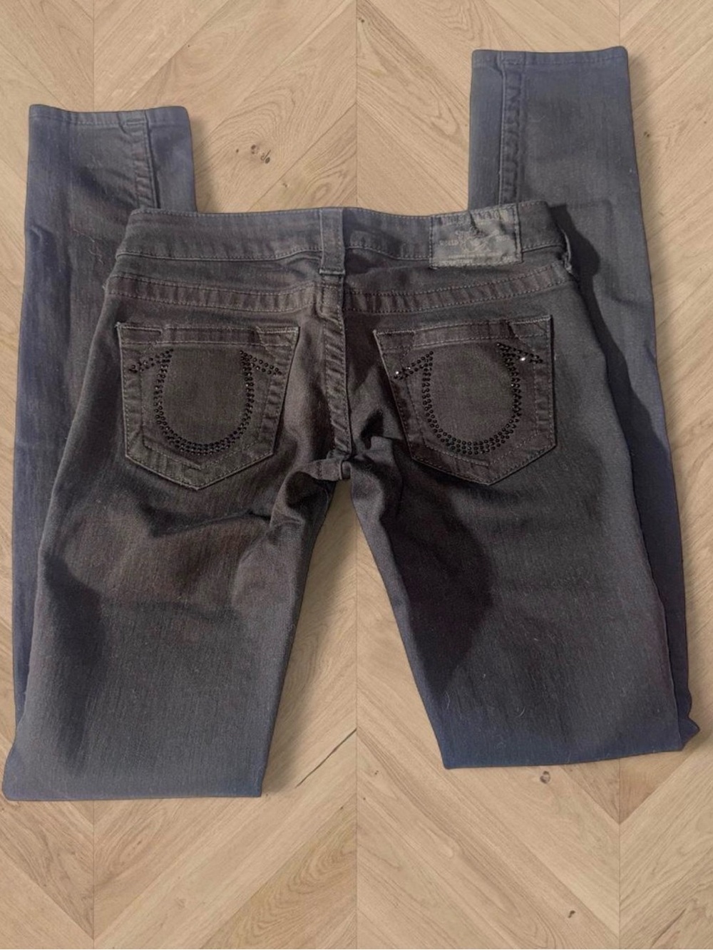 True religion lowrise black crystal jeans